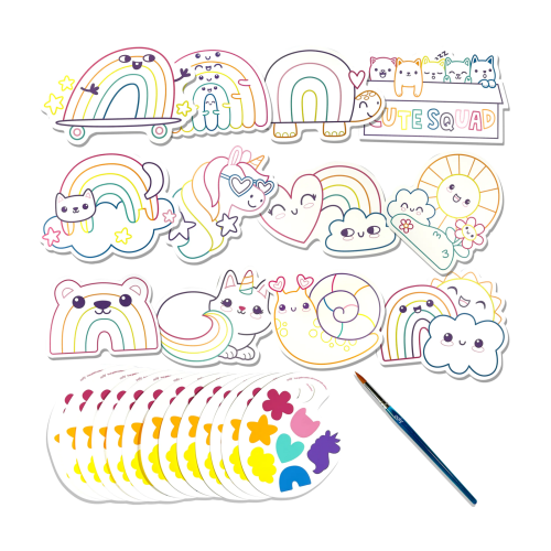 Ooly Playful Painters: Easy Watercolor Painting Kit - Rainbow Cuties (25 PC Set)