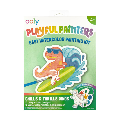 Ooly Playful Painters: Easy Watercolor Painting Kit - Chills & Thrills Dinos. (25 PC Set)