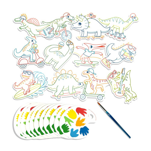 Ooly Playful Painters: Easy Watercolor Painting Kit - Chills & Thrills Dinos. (25 PC Set)