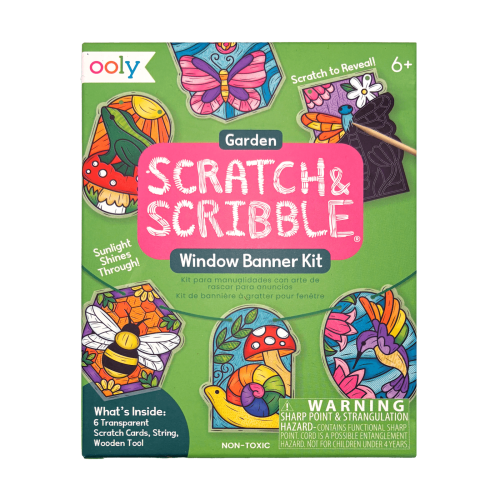 Ooly Mini Scratch & Scribble: Window Banner Kit - Garden (8 PC Set)