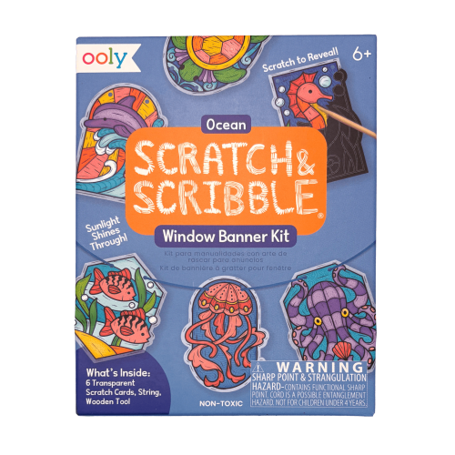 Ooly Mini Scratch & Scribble: Window Banner Kit - Ocean (8 PC Set)