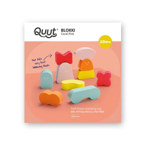 Quut Bath Toy Balancing Shapes - Blokki (Coral Pink)