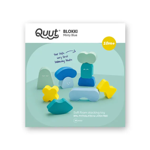 Quut Bath Toy Balancing Shapes - Blokki (Minty Blue)