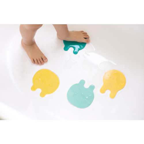 Quut Bath Anti Slip Grippi - Jellyfish 8pcs (Minty Yellow)