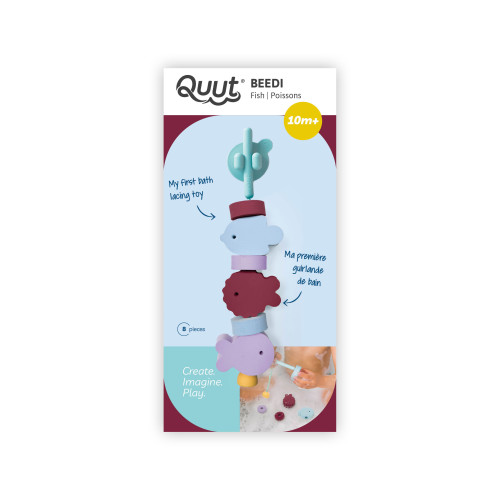 Quut Bath Toy Threading Set Beedi - Fish (Burgundy)