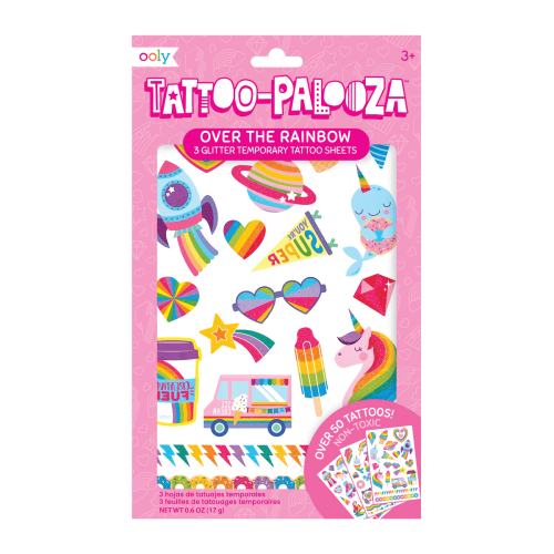 Ooly Tattoo Palooza: Over the Rainbow Temporary Glitter Tattoos - 3 Sheets