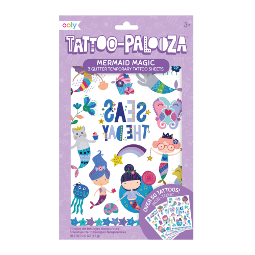 Ooly Tattoo Palooza: Mermaid Magic Temporary Glitter Tattoos - 3 Sheets
