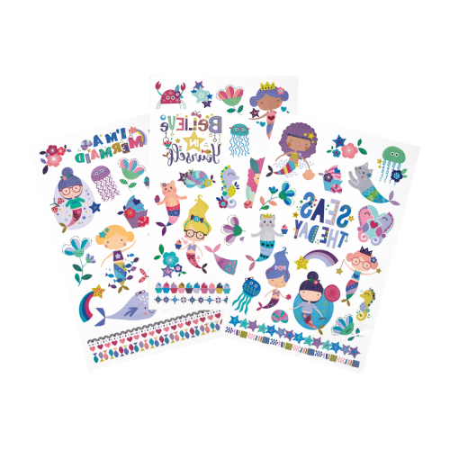 Ooly Tattoo Palooza: Mermaid Magic Temporary Glitter Tattoos - 3 Sheets