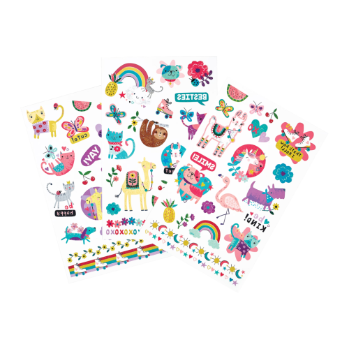 Ooly Tattoo Palooza: Funtastic Friends Glitter Temporary Tattoos - 3 Sheets
