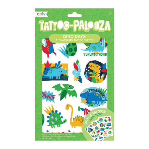 Ooly Tattoo Palooza: Dino. Days Temporary Tattoos - 3 Sheets