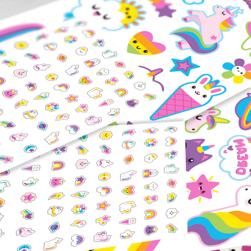 Ooly Tattoo Palooza Nail Stickers & Temporary Tattoos - Unicorns & Rainbows (Set of 4 Sheets Total)