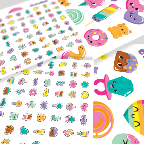 Ooly Tattoo Palooza Nail Stickers & Temporary Tattoos - Sweet Shop (Set of 4 Sheets Total)