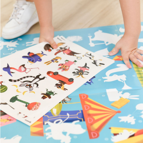 Poppik Discovery Sticker Poster - Funny Animals Seek & Find