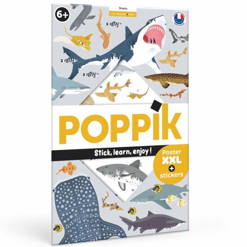Poppik Discovery Sticker Poster - Sharks
