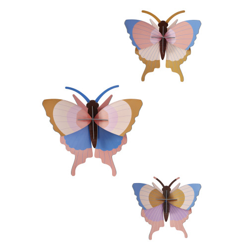 Studio Roof Insects - Gold Rim Butterflies set of 3