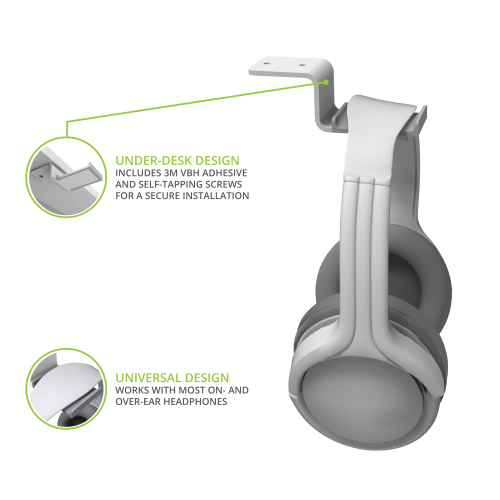 Kanto Under Desk Headphone Hanger (White)