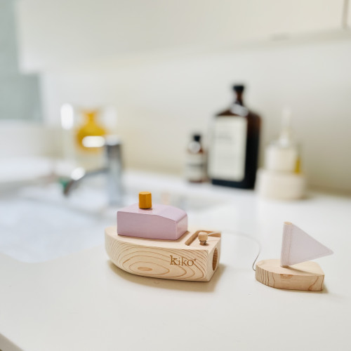 Kiko & gg Wooden Toy - Ofune Wind-Up Boat (Lavender)