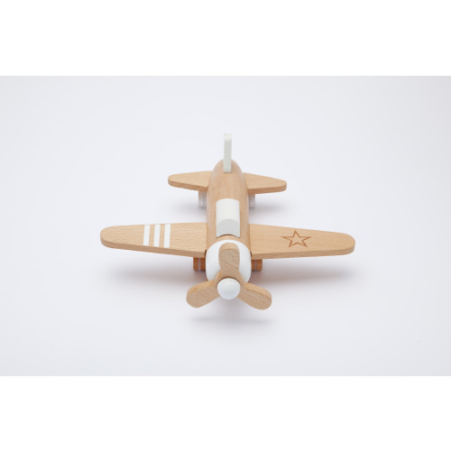 Kiko & gg Wooden Toy - Hikoki Propeller Plane (White)