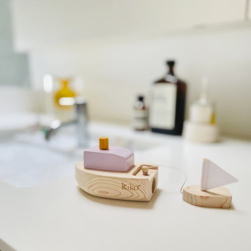 Kiko & gg Wooden Toy - Ofune Wind-Up Boat (Pink)