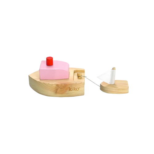 Kiko & gg Wooden Toy - Ofune Wind-Up Boat (Pink)