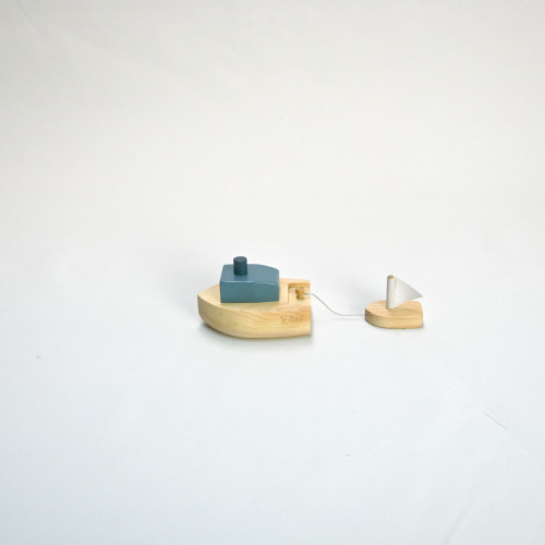 Kiko & gg Wooden Toy - Ofune Wind-Up Boat (Blue)
