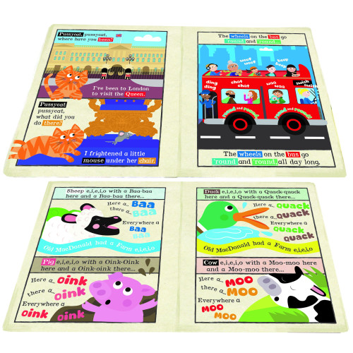 Jo & Nic's Crinkly Cloth Books - Nursery Rhymes 3 (Old MacDonald/Pussy Cat/Wheels/Muffet)