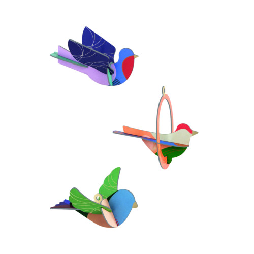 X) Studio Roof Christmas Ornament Set - Calling Birds