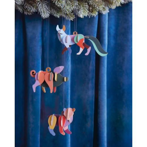 X) Studio Roof Christmas Ornament Set - Woodland Frost