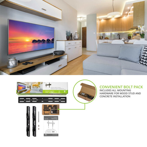 Kanto Mounts PF300 Fixed Low-profile TV Wall Mount for 32-inch to 90-inch TVs - Black