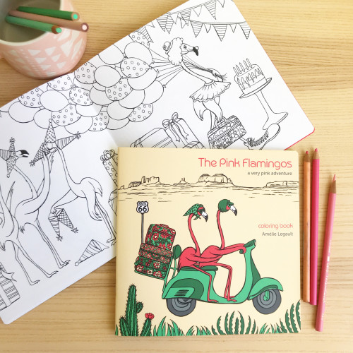 Amelie Legault Colouring Book - Pink Flamingos