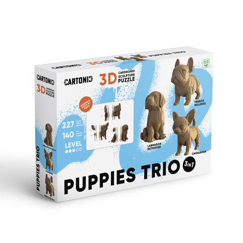 Cartonic 3D Sculpture Puzzle Puppies Trio