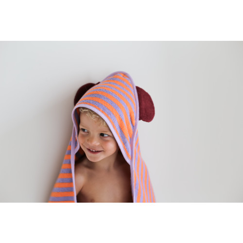 Quut Cotton Hooded Towel - Bear Lavender