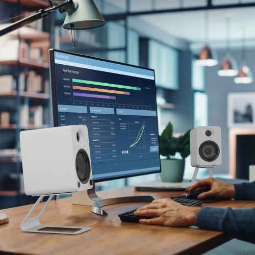 Kanto Elevated Desktop Speaker Stands SE4 (White)