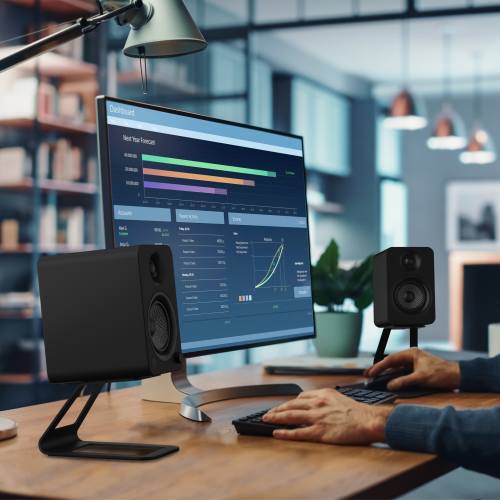 Kanto Elevated Desktop Speaker Stands SE4 (Black)