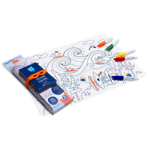 Super Petit Colouring Mat Set - Artiste Surf Party