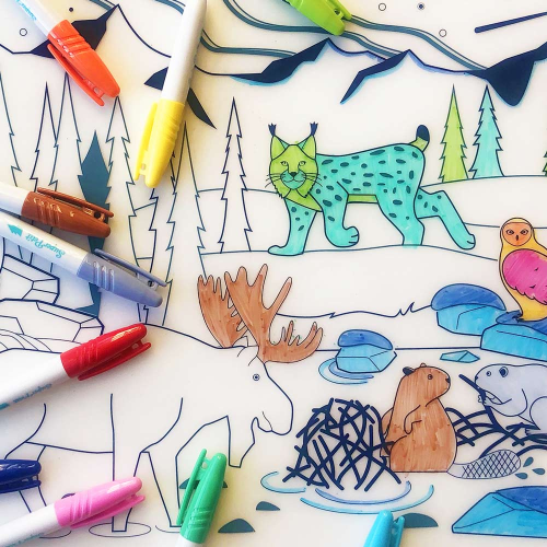 Super Petit Colouring Mat Set - Wildlife Boreal ForestÂ 