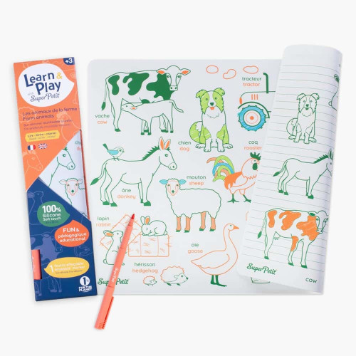 Super Petit Colouring Mat Set - Learn & Play Farm Animals