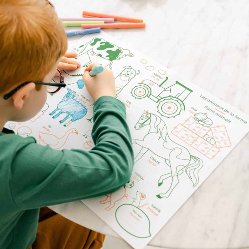 Super Petit Colouring Mat Set - Learn & Play Farm Animals