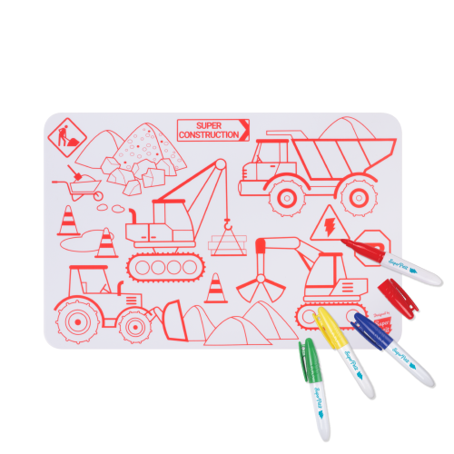 Super Petit Mini Colouring Mat Set - Super Construction