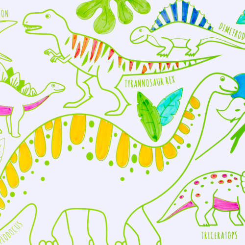 Super Petit Mini Colouring Mat Set - Dino