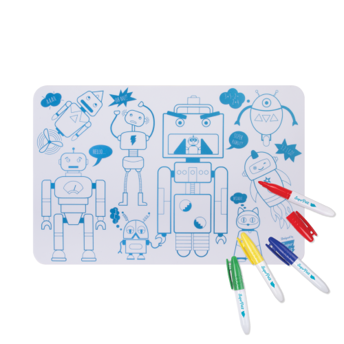 Super Petit Mini Colouring Mat Set - Robot