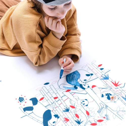 Super Petit Colouring Mat Set - Wildlife Asian Panda