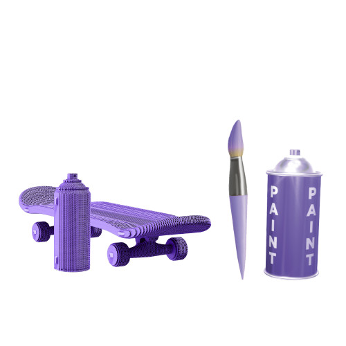 Cartonic 3D Sculpture Puzzle Skateboard And Spray Can