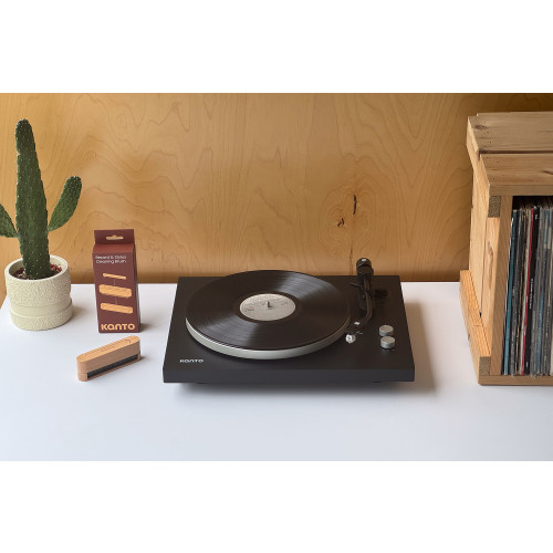 Kanto Vinyl 2-in-1 Carbon Fiber Record & Stylus Cleaning Brush - Wood