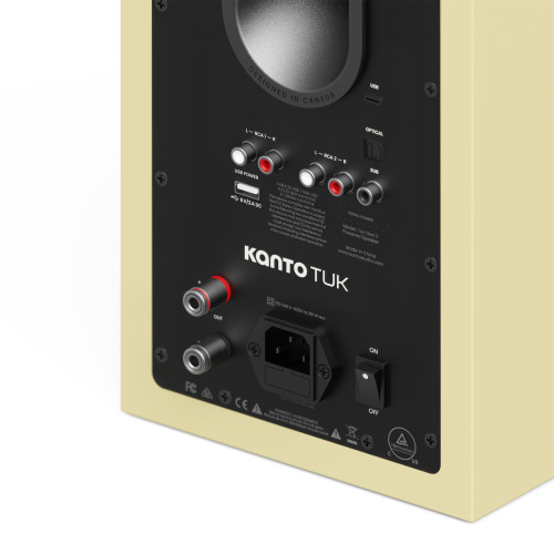 Kanto TUK (Gen.2) Premium Powered Bookshelf Speaker - Gloss Butter with Gunmetal Surround