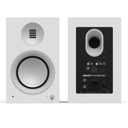 Kanto TUK Grand (Gen.2) Premium Powered Bookshelf Speaker - Matte White with Aluminum Surround