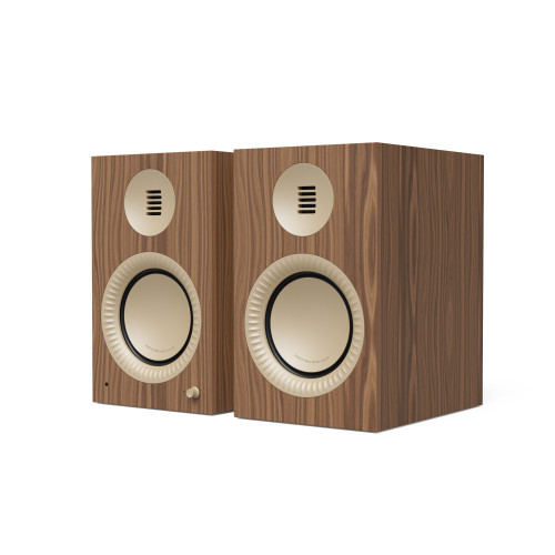 Kanto TUK Grand (Gen.2) Premium Powered Bookshelf Speaker - Walnut with Rose Gold Surround