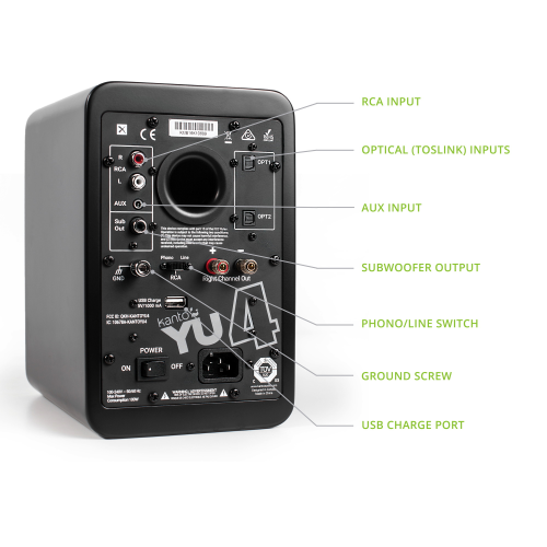 Kanto YU4 Powered Bookshelf Speakers (Matte Black)