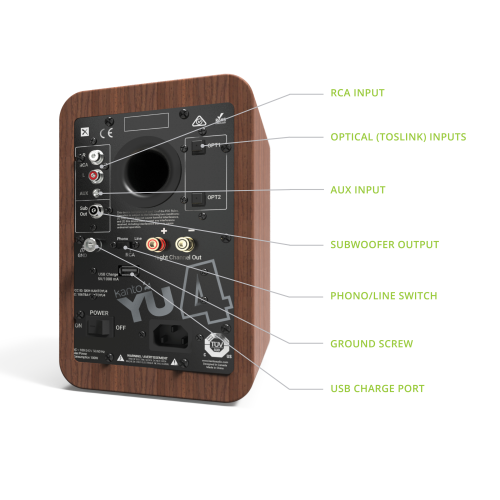 Kanto YU4 Powered Bookshelf Speakers (Walnut)