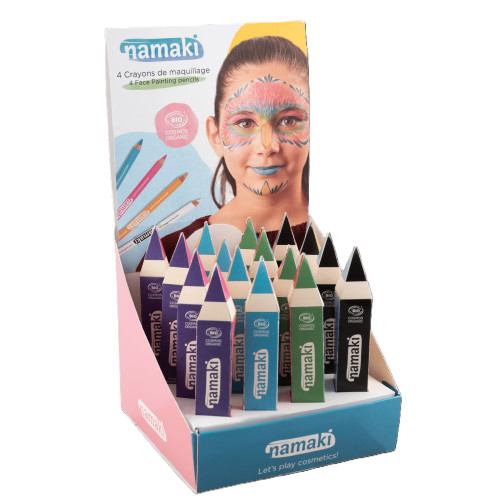 Namaki Shelf Ready Display Inc 16 Face Painting Slim Pencils (4 x each SKU)